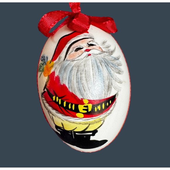 Hand Painted Eggshell Ornament Santa Multicolor 2.5 Inch - Picture 4 of 4